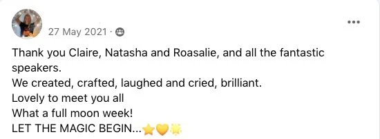 Creative Celebrant workshop testimonial -