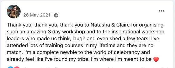 Creative Celebrant workshop testimonial -